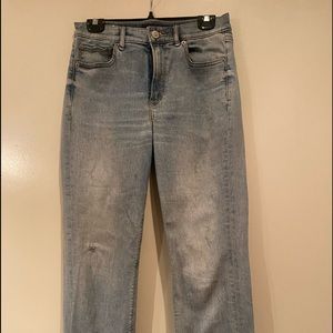 Express ripped straight leg jeans with zipper